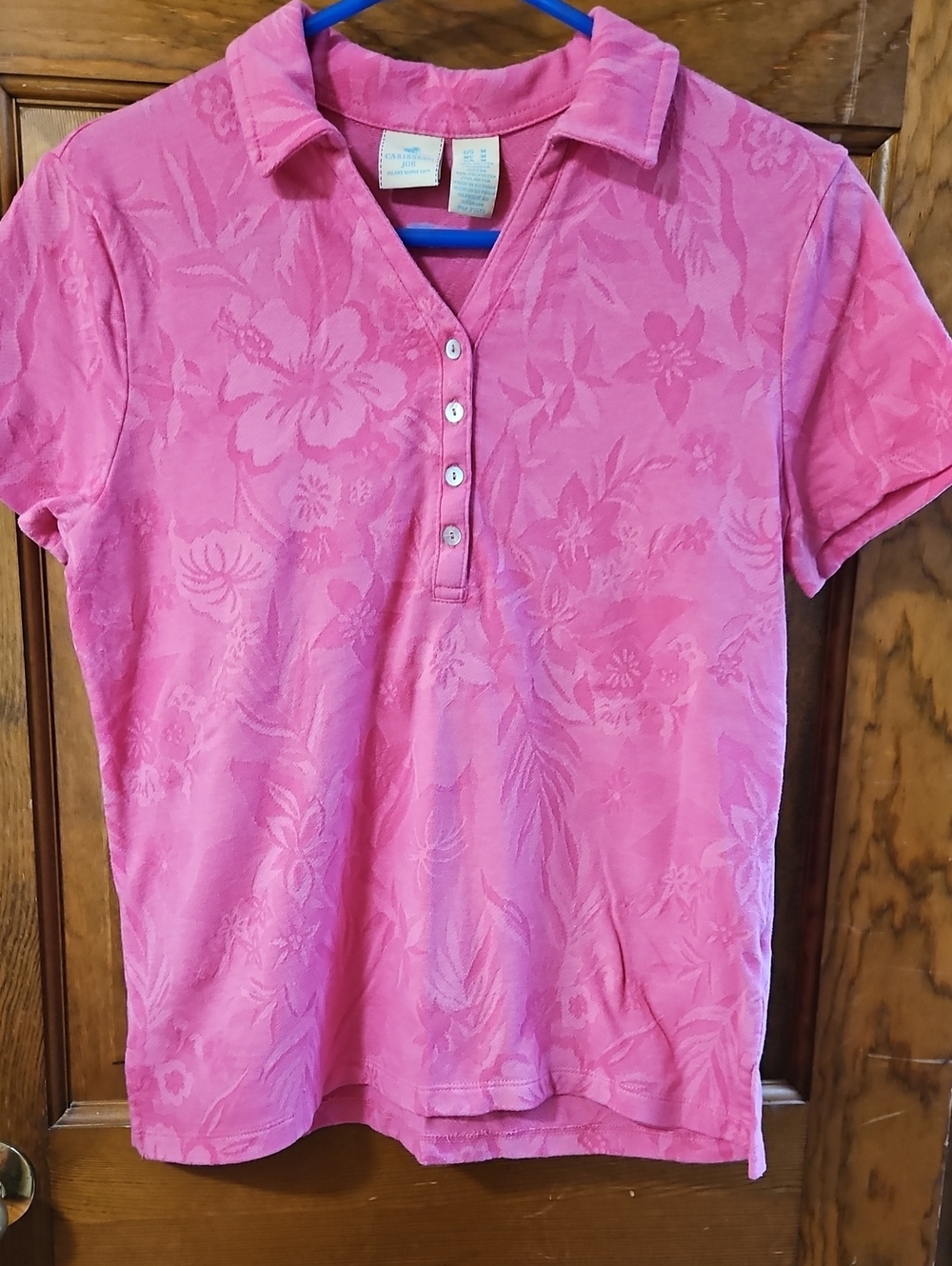 Caribbean Joe Pink Floral Jacquard Polo